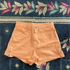 AMERICAN APPAREL high waisted side zipper twill stretch shorts orange creamsicle